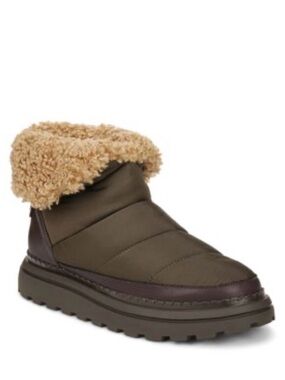 Sam Edelman Olive Green Quilted Shearling-Lined Winter Ankle Boots